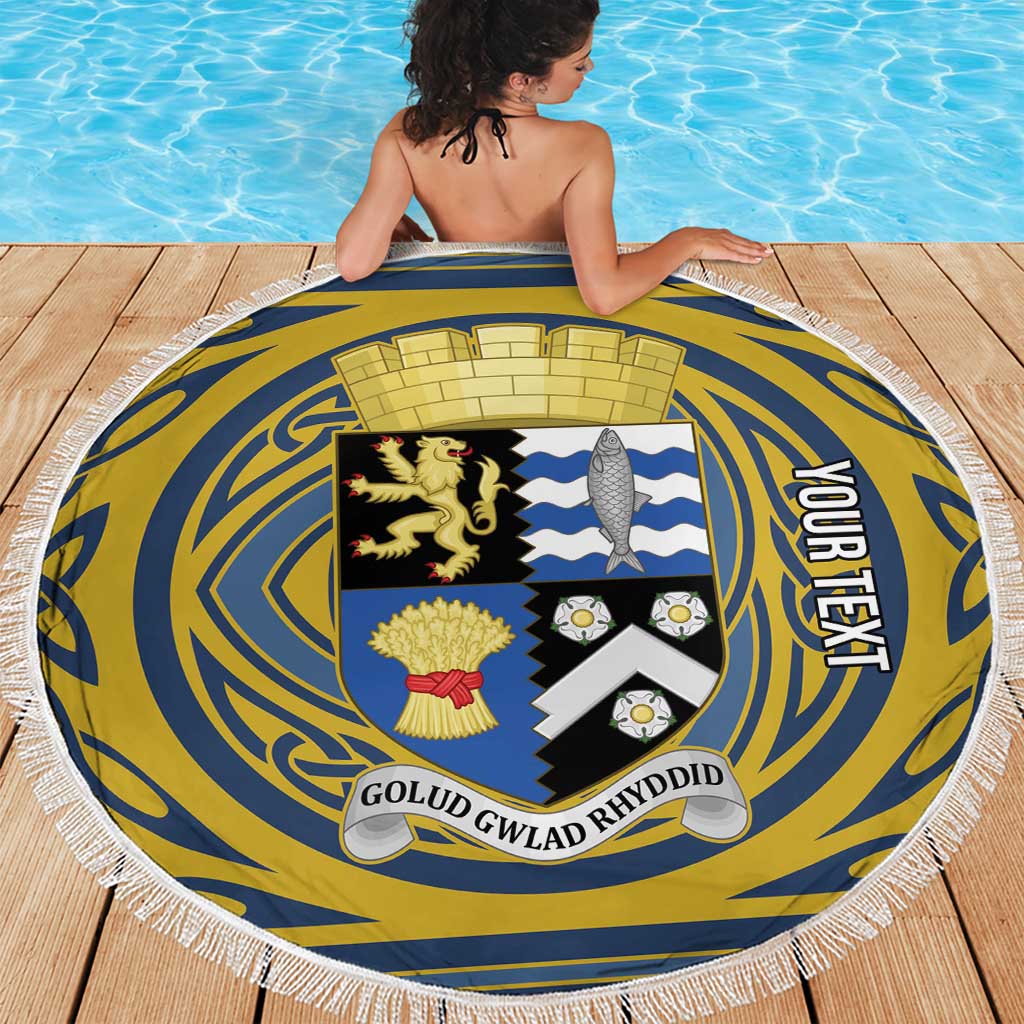Personalized Cardiganshire Wales Beach Blanket Ceredigion Coat of Arms Celtic Design - Wonder Print Shop