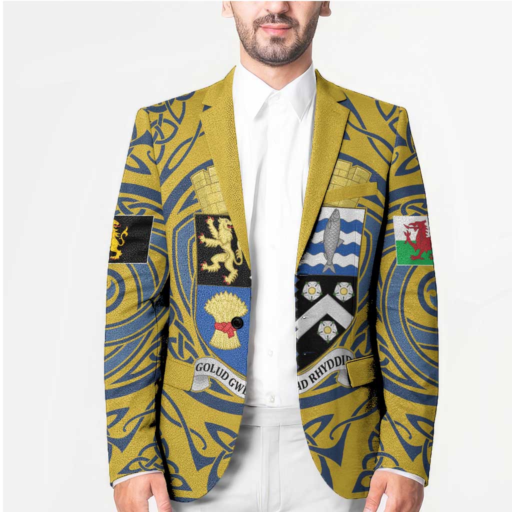 Personalized Cardiganshire Wales Blazer Ceredigion Coat of Arms Celtic Design - Wonder Print Shop