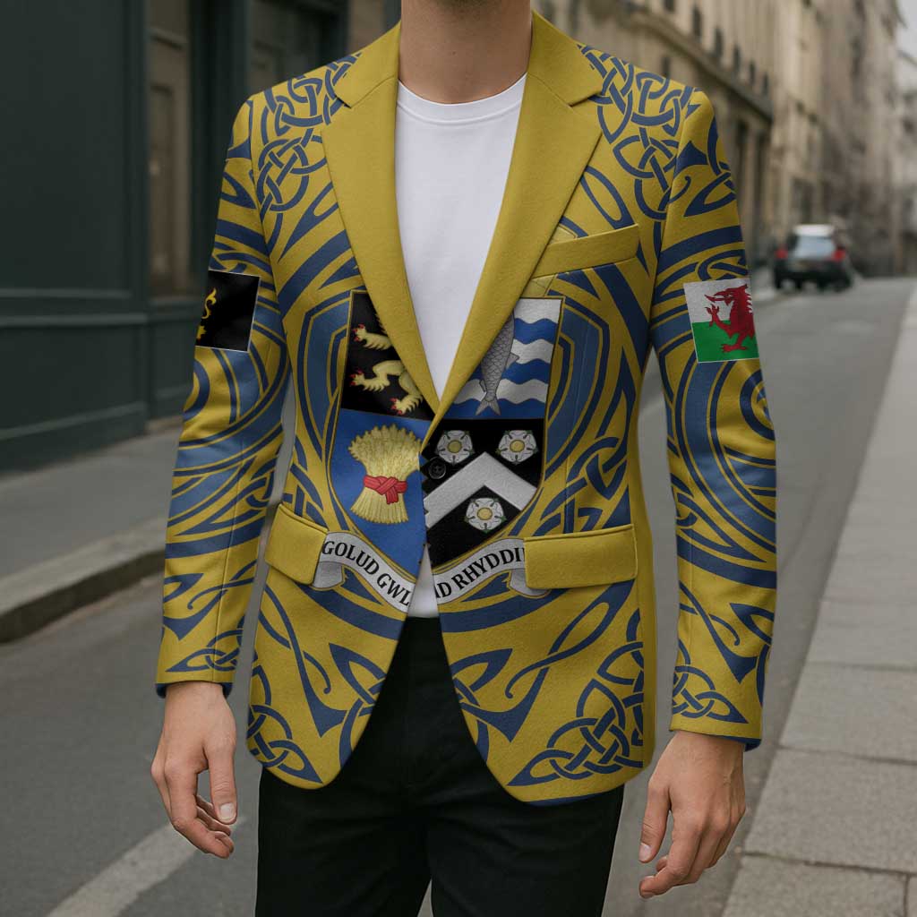 Personalized Cardiganshire Wales Blazer Ceredigion Coat of Arms Celtic Design - Wonder Print Shop