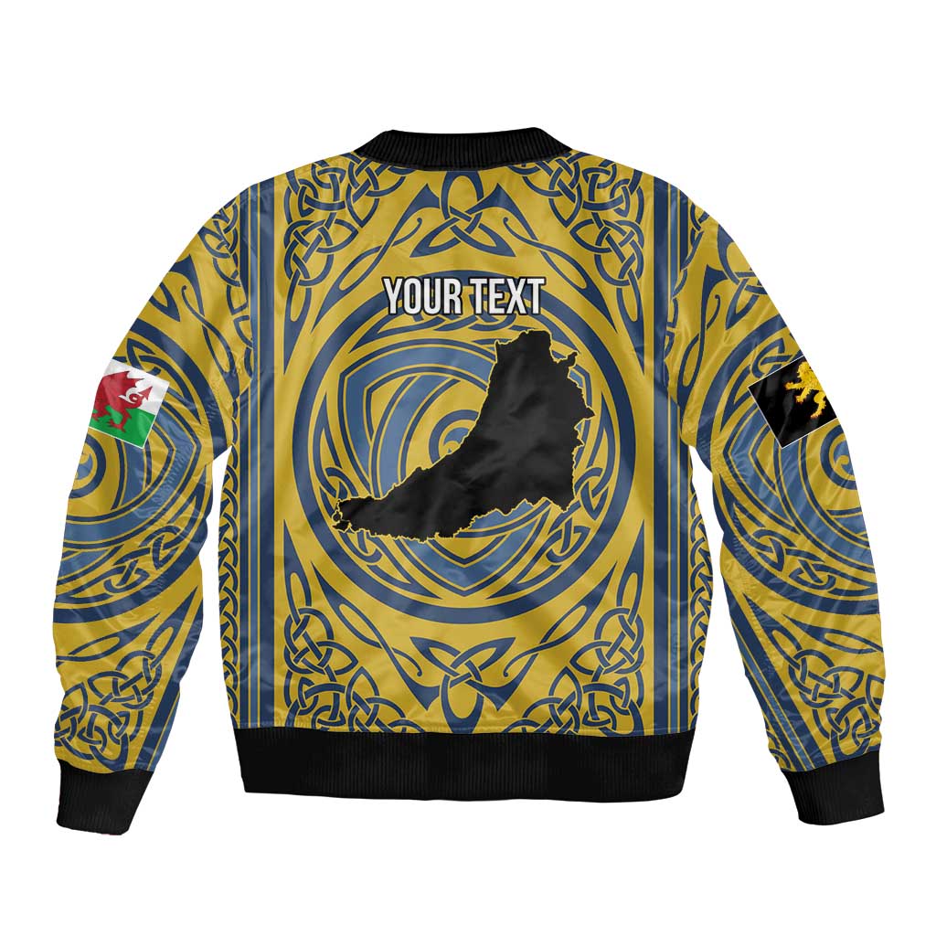 Personalized Cardiganshire Wales Bomber Jacket Ceredigion Coat of Arms Celtic Design - Wonder Print Shop