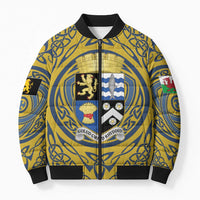 Personalized Cardiganshire Wales Bomber Puffer Jacket Ceredigion Coat of Arms Celtic Design - Wonder Print Shop