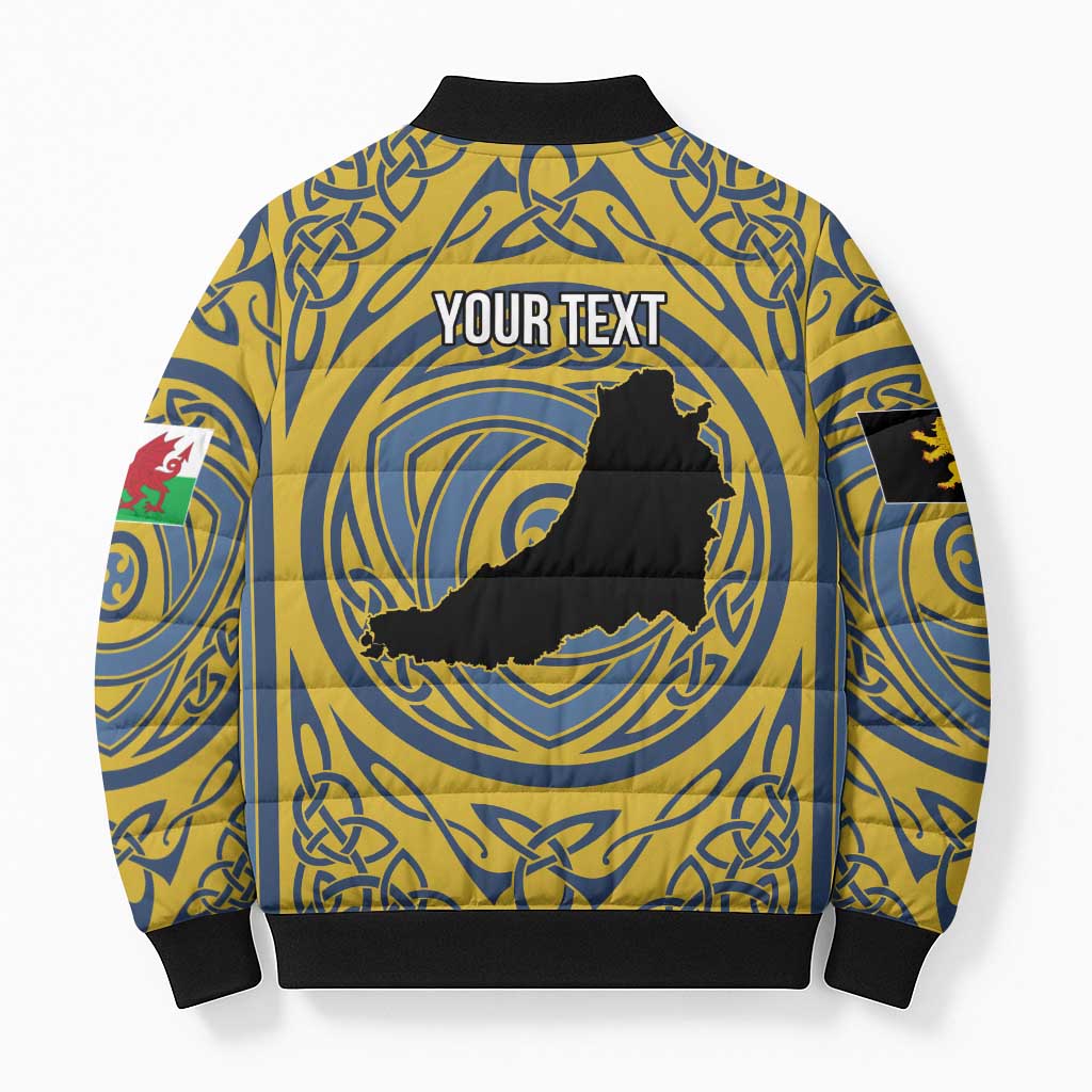 Personalized Cardiganshire Wales Bomber Puffer Jacket Ceredigion Coat of Arms Celtic Design - Wonder Print Shop