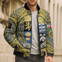 Personalized Cardiganshire Wales Bomber Puffer Jacket Ceredigion Coat of Arms Celtic Design - Wonder Print Shop