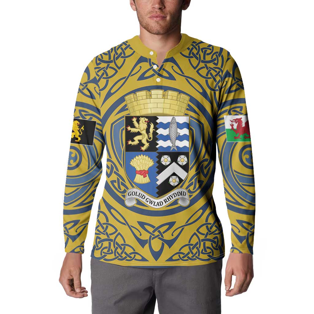 Personalized Cardiganshire Wales Button Sweatshirt Ceredigion Coat of Arms Celtic Design - Wonder Print Shop