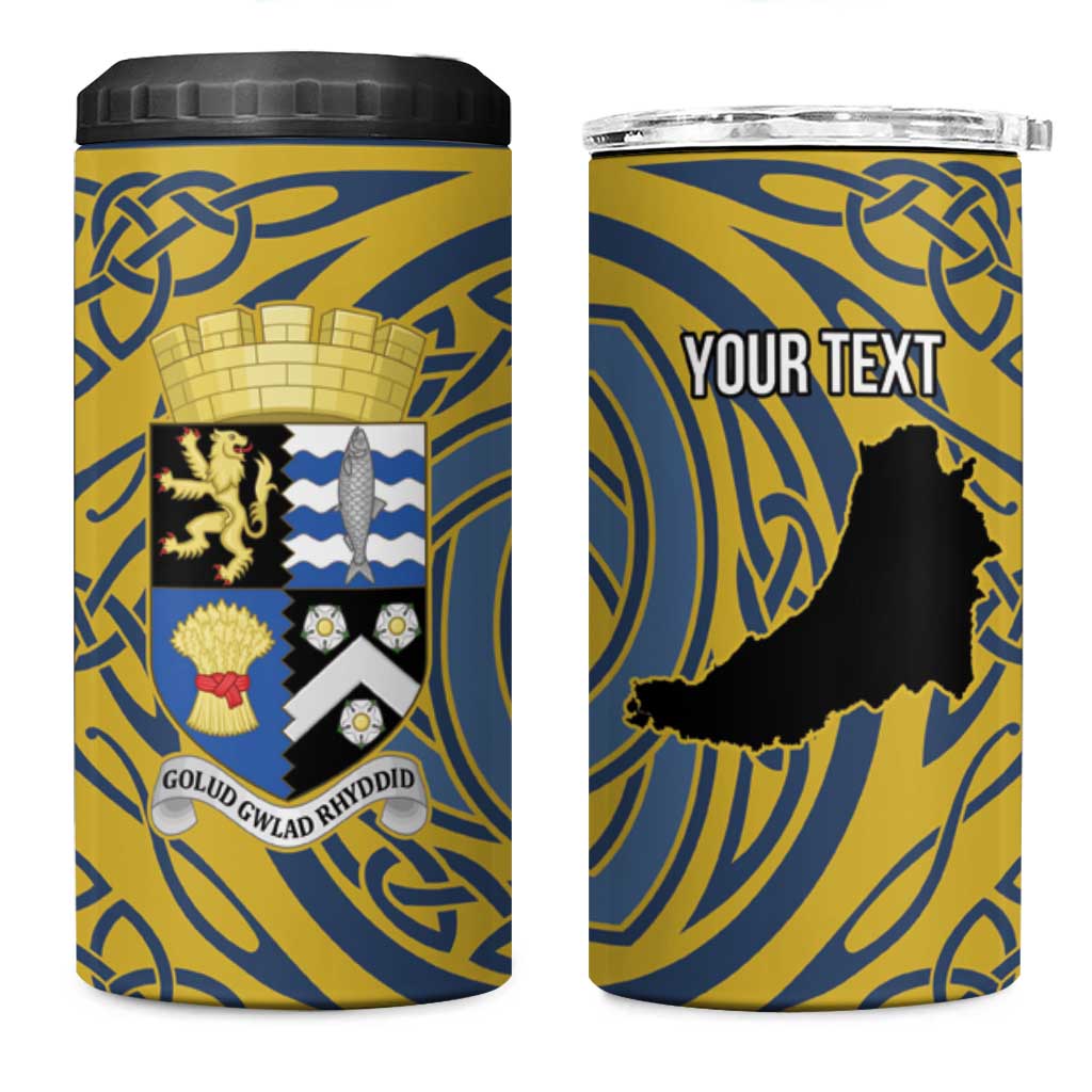 Personalized Cardiganshire Wales 4 in 1 Can Cooler Tumbler Ceredigion Coat of Arms Celtic Design - Wonder Print Shop