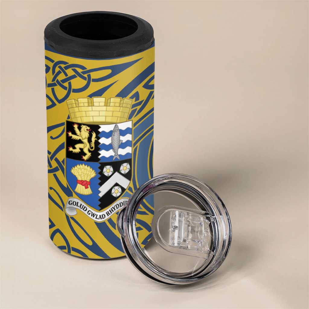Personalized Cardiganshire Wales 4 in 1 Can Cooler Tumbler Ceredigion Coat of Arms Celtic Design - Wonder Print Shop