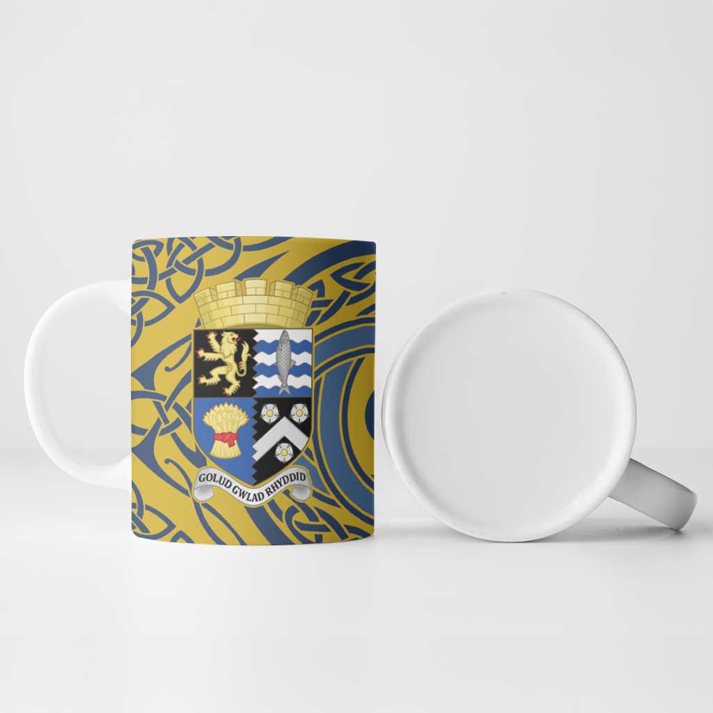 Personalized Cardiganshire Wales Ceramic Mug Ceredigion Coat of Arms Celtic Design - Wonder Print Shop