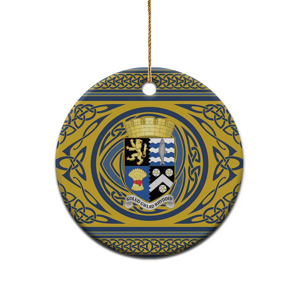 Personalized Cardiganshire Wales Ceramic Ornament Ceredigion Coat of Arms Celtic Design - Wonder Print Shop