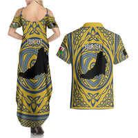 Personalized Cardiganshire Wales Couples Matching Summer Maxi Dress and Hawaiian Shirt Ceredigion Coat of Arms Celtic Design - Wonder Print Shop