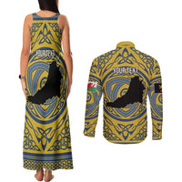 Personalized Cardiganshire Wales Couples Matching Tank Maxi Dress and Long Sleeve Button Shirt Ceredigion Coat of Arms Celtic Design - Wonder Print Shop