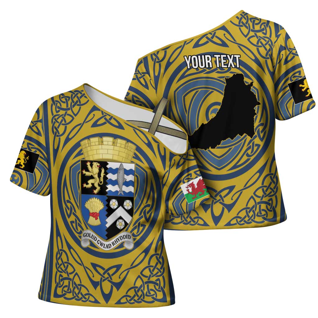 Personalized Cardiganshire Wales Cross Shoulder Shirt Ceredigion Coat of Arms Celtic Design - Wonder Print Shop
