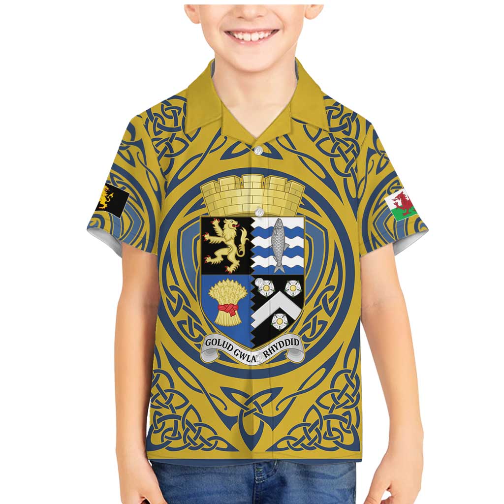 Personalized Cardiganshire Wales Family Matching Mermaid Dress and Hawaiian Shirt Ceredigion Coat of Arms Celtic Design - Wonder Print Shop