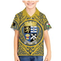 Personalized Cardiganshire Wales Family Matching Mermaid Dress and Hawaiian Shirt Ceredigion Coat of Arms Celtic Design - Wonder Print Shop