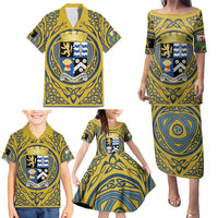 Personalized Cardiganshire Wales Family Matching Puletasi and Hawaiian Shirt Ceredigion Coat of Arms Celtic Design - Wonder Print Shop