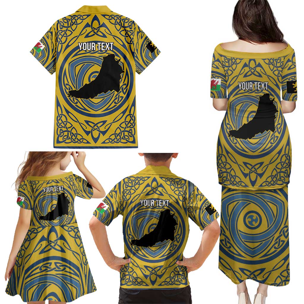 Personalized Cardiganshire Wales Family Matching Puletasi and Hawaiian Shirt Ceredigion Coat of Arms Celtic Design - Wonder Print Shop