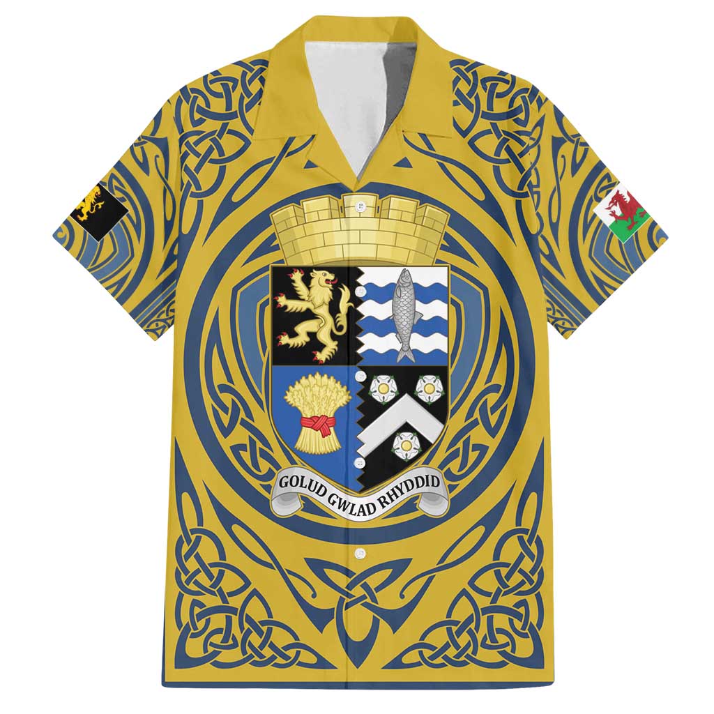 Personalized Cardiganshire Wales Family Matching Puletasi and Hawaiian Shirt Ceredigion Coat of Arms Celtic Design - Wonder Print Shop