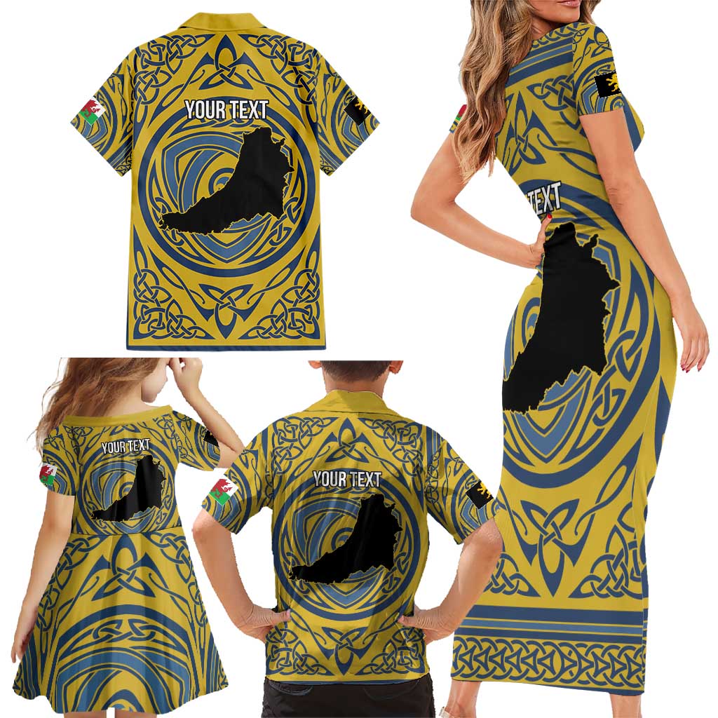 Personalized Cardiganshire Wales Family Matching Short Sleeve Bodycon Dress and Hawaiian Shirt Ceredigion Coat of Arms Celtic Design - Wonder Print Shop