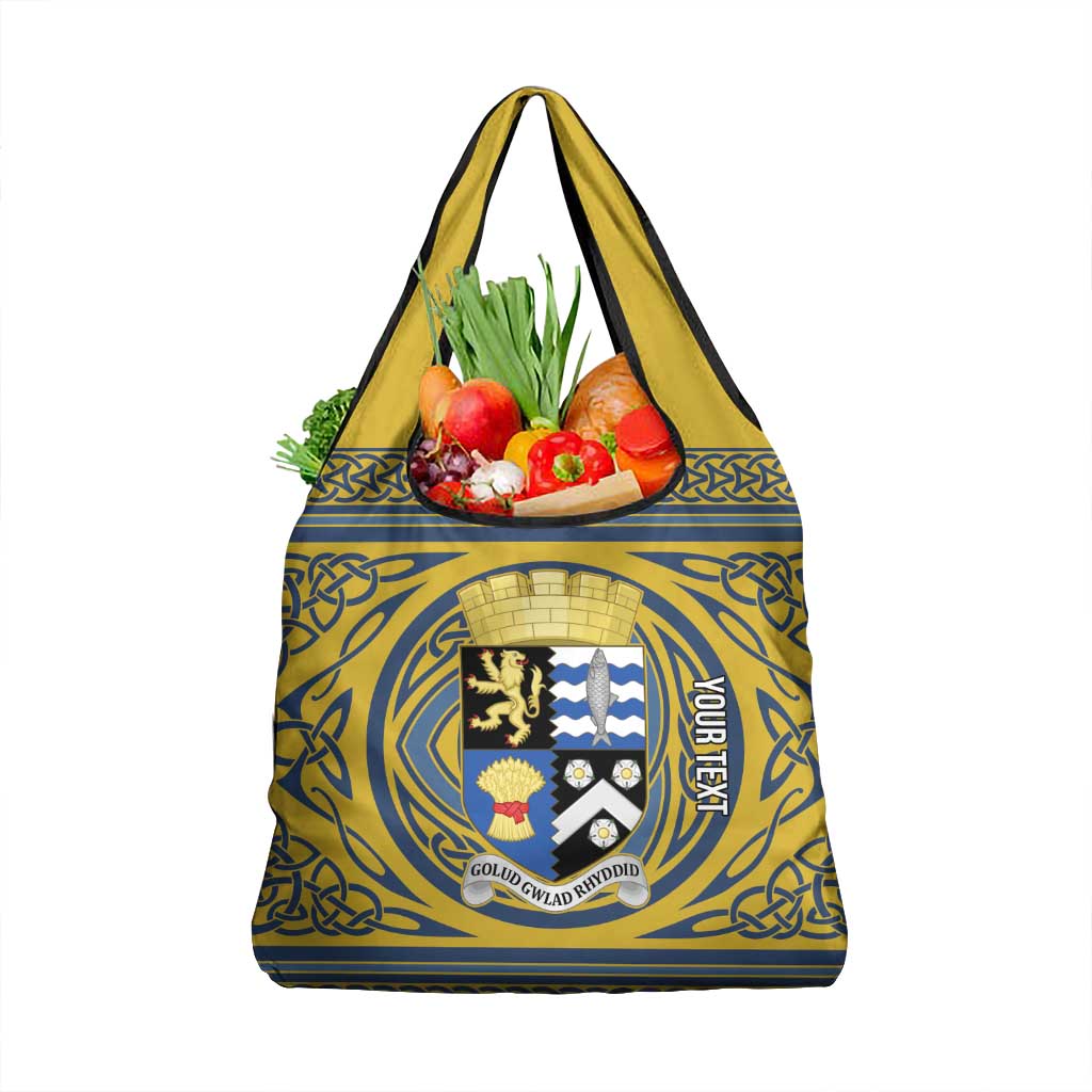 Personalized Cardiganshire Wales Grocery Bag Ceredigion Coat of Arms Celtic Design - Wonder Print Shop