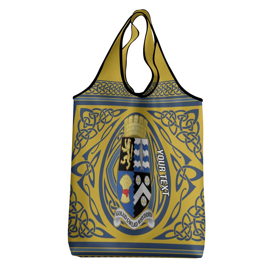 Personalized Cardiganshire Wales Grocery Bag Ceredigion Coat of Arms Celtic Design - Wonder Print Shop