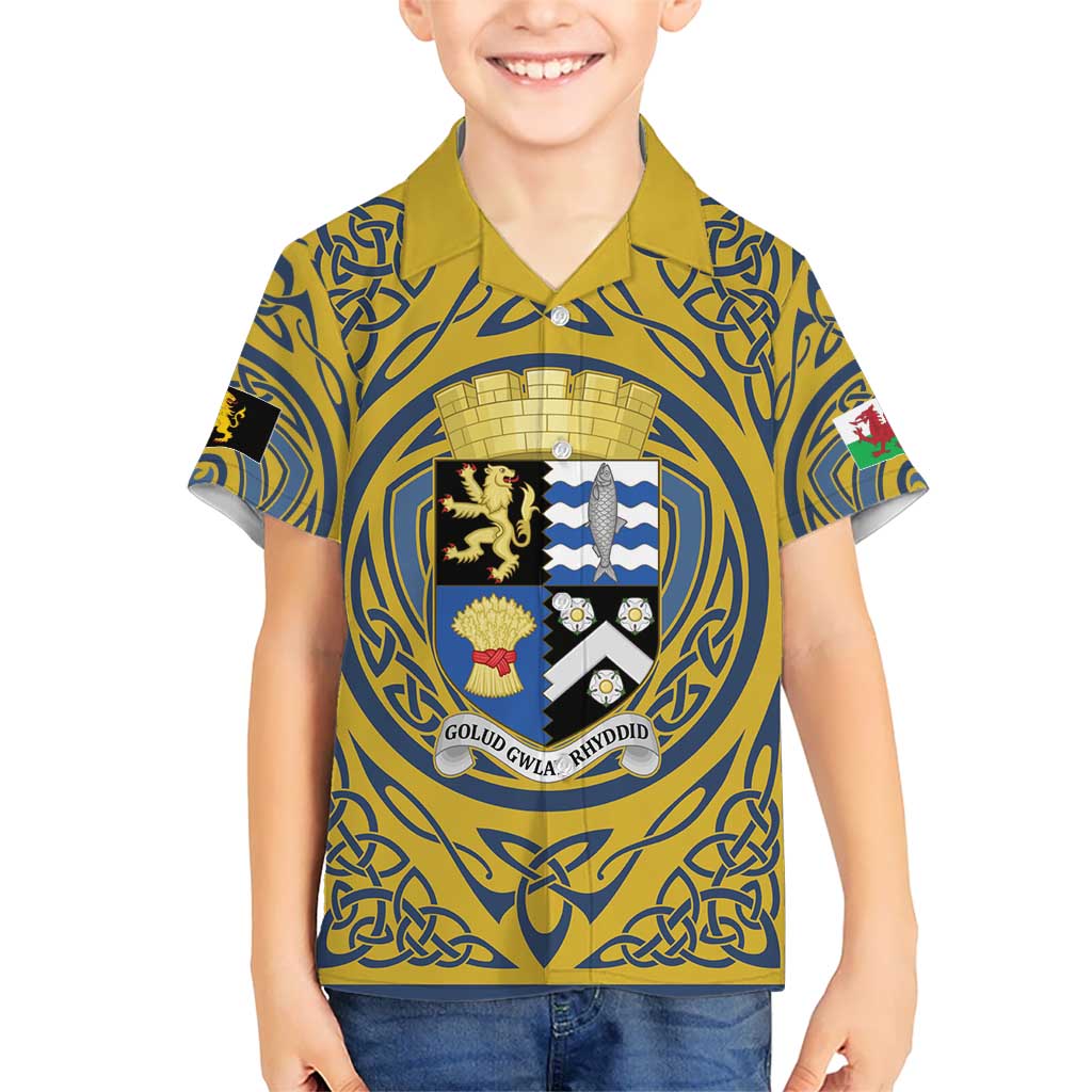 Personalized Cardiganshire Wales Hawaiian Shirt Ceredigion Coat of Arms Celtic Design - Wonder Print Shop