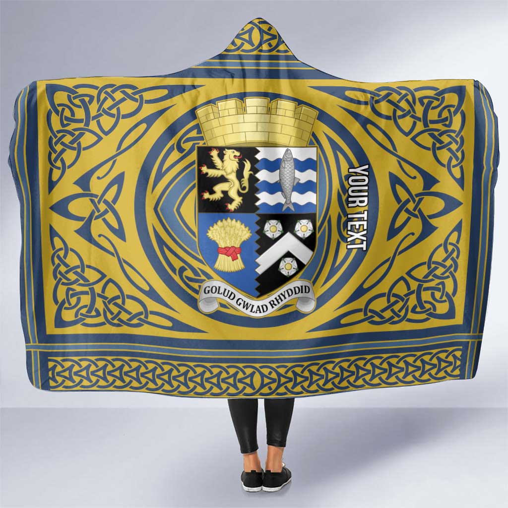 Personalized Cardiganshire Wales Hooded Blanket Ceredigion Coat of Arms Celtic Design - Wonder Print Shop