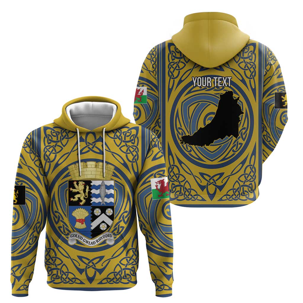 Personalized Cardiganshire Wales Hoodie Ceredigion Coat of Arms Celtic Design - Wonder Print Shop