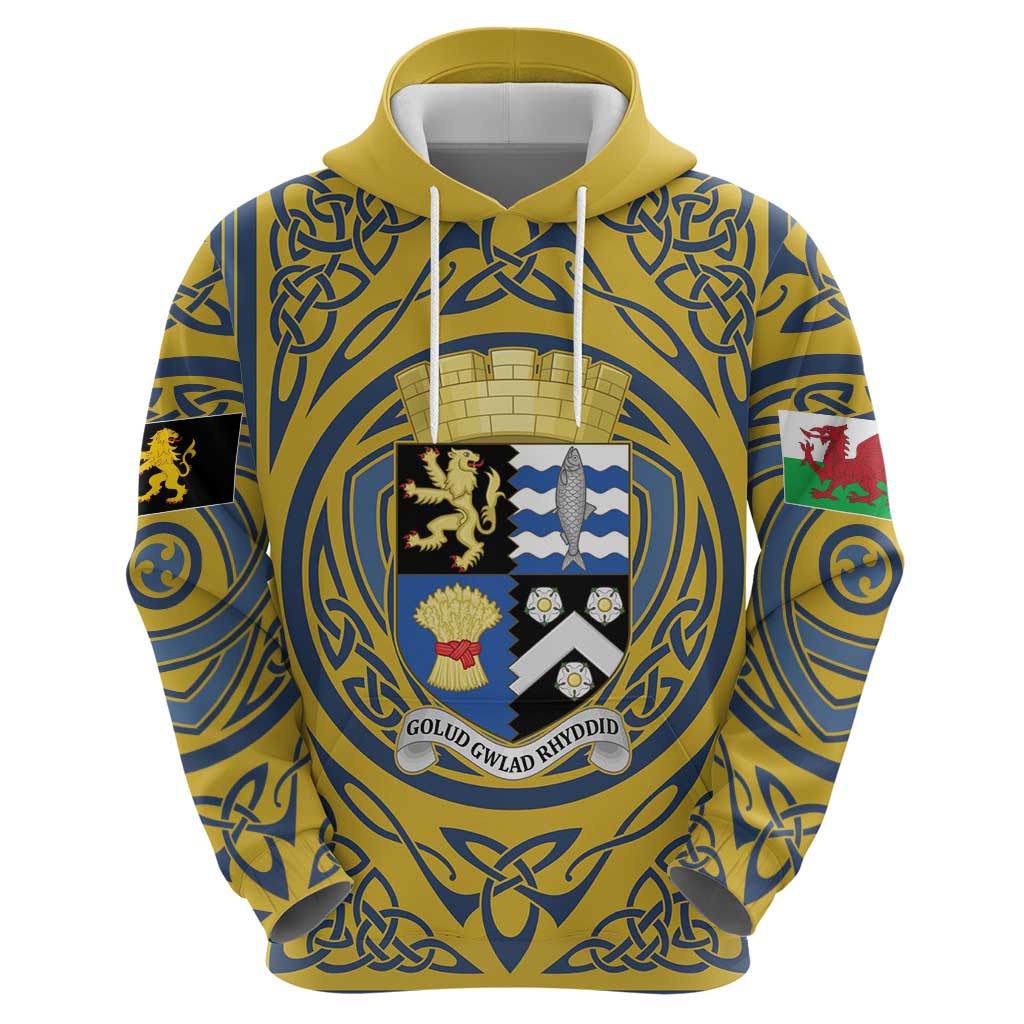 Personalized Cardiganshire Wales Hoodie Ceredigion Coat of Arms Celtic Design - Wonder Print Shop