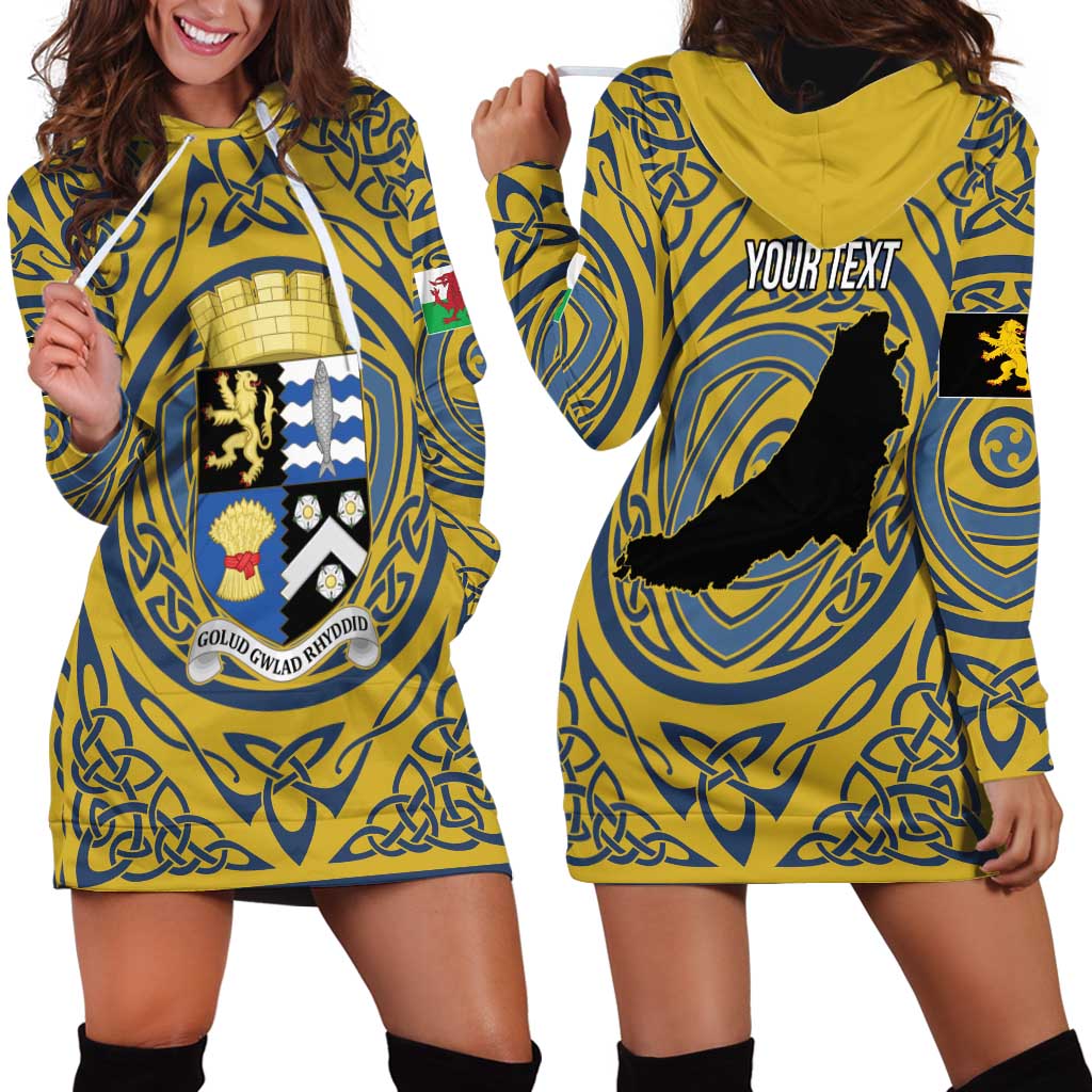 Personalized Cardiganshire Wales Hoodie Dress Ceredigion Coat of Arms Celtic Design - Wonder Print Shop