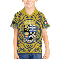 Personalized Cardiganshire Wales Kid Hawaiian Shirt Ceredigion Coat of Arms Celtic Design - Wonder Print Shop