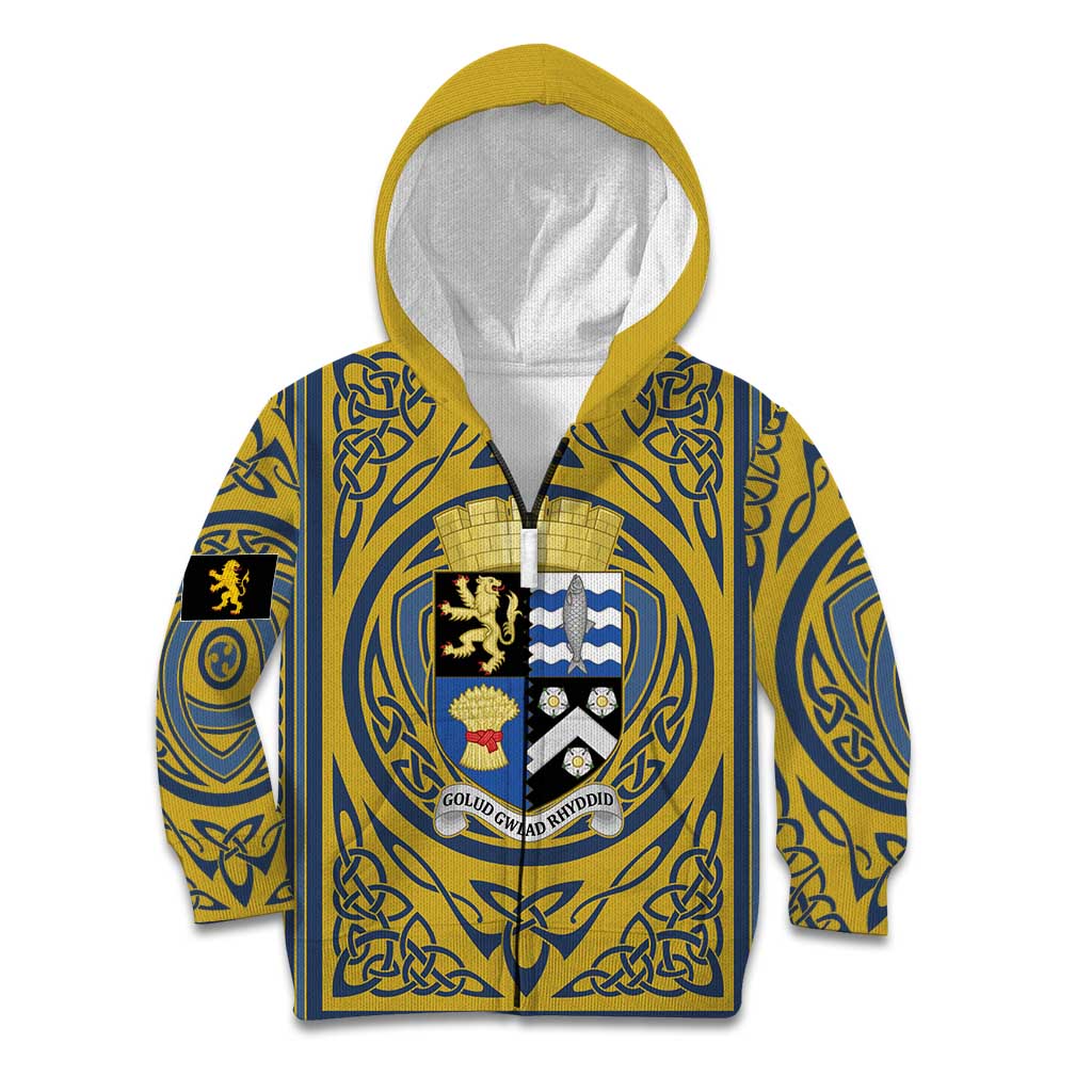 Personalized Cardiganshire Wales Kid Hoodie Ceredigion Coat of Arms Celtic Design - Wonder Print Shop