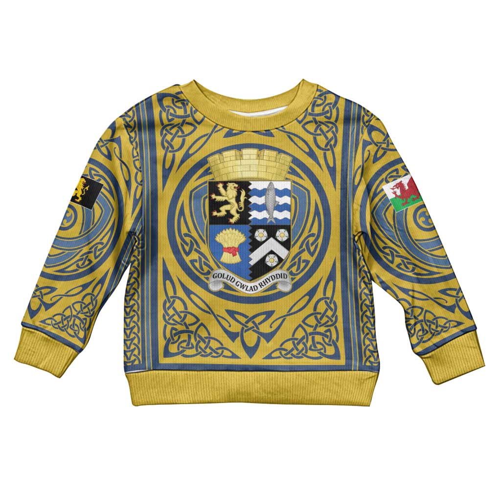 Personalized Cardiganshire Wales Kid Ugly Christmas Sweater Ceredigion Coat of Arms Celtic Design - Wonder Print Shop