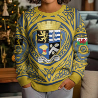 Personalized Cardiganshire Wales Kid Ugly Christmas Sweater Ceredigion Coat of Arms Celtic Design - Wonder Print Shop
