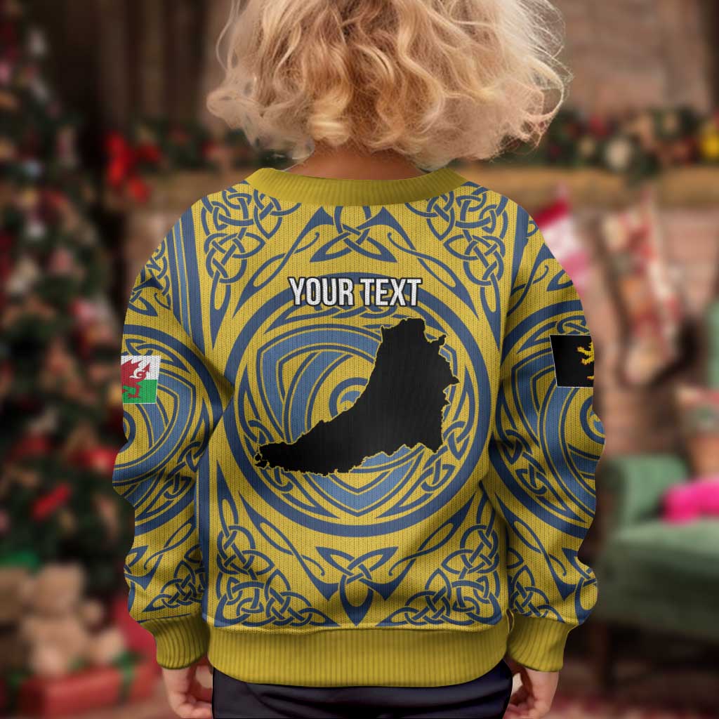 Personalized Cardiganshire Wales Kid Ugly Christmas Sweater Ceredigion Coat of Arms Celtic Design - Wonder Print Shop