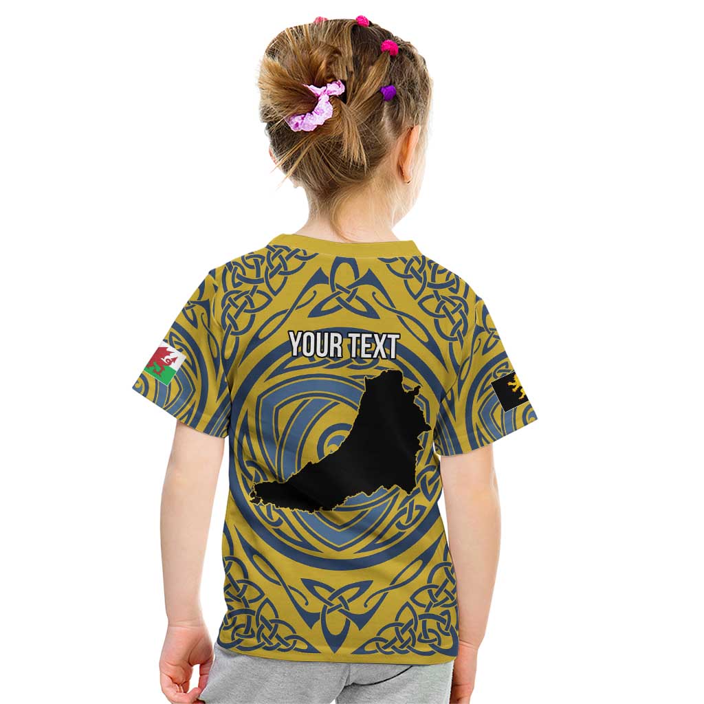 Personalized Cardiganshire Wales Kid T Shirt Ceredigion Coat of Arms Celtic Design - Wonder Print Shop