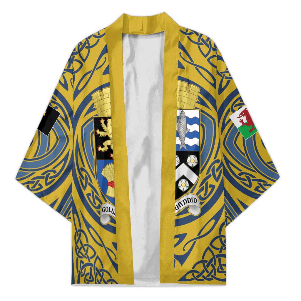 Personalized Cardiganshire Wales Kimono Ceredigion Coat of Arms Celtic Design - Wonder Print Shop