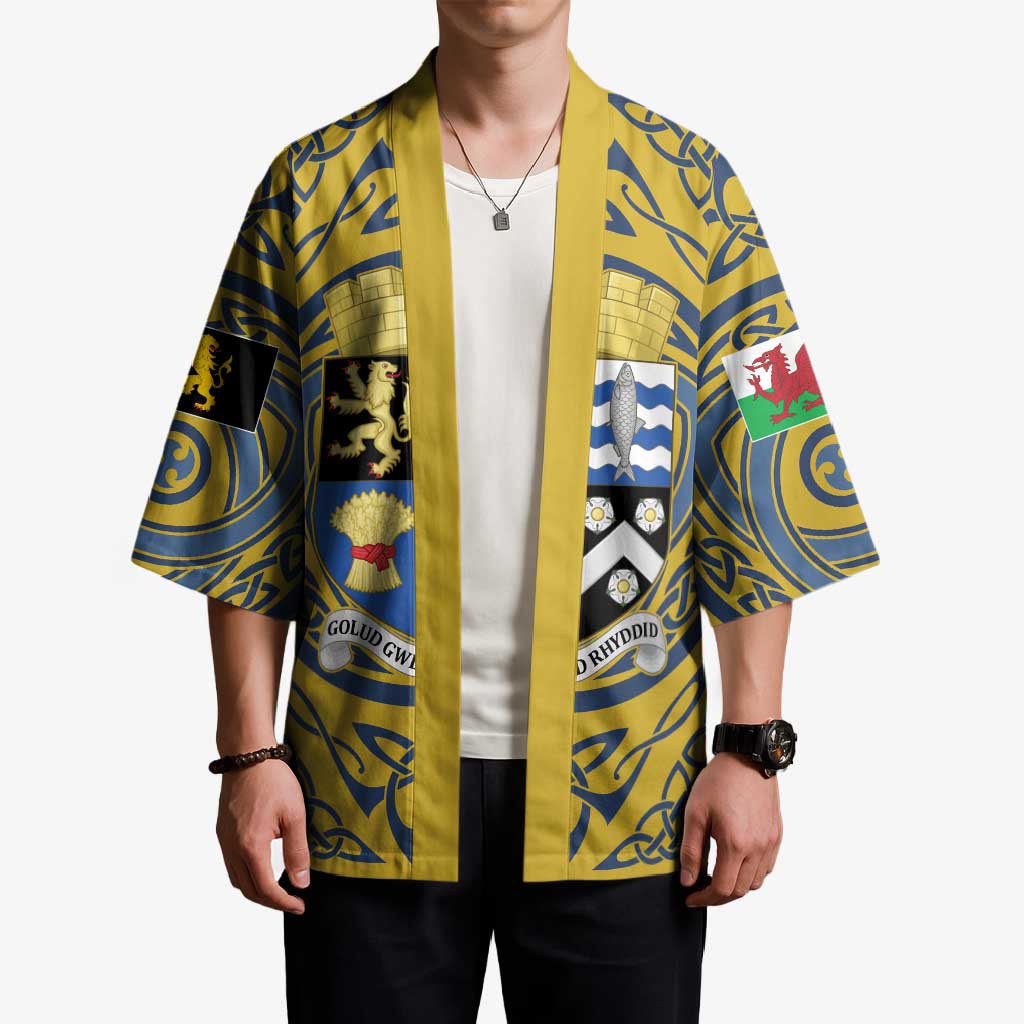 Personalized Cardiganshire Wales Kimono Ceredigion Coat of Arms Celtic Design - Wonder Print Shop
