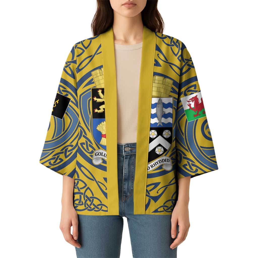 Personalized Cardiganshire Wales Kimono Ceredigion Coat of Arms Celtic Design - Wonder Print Shop