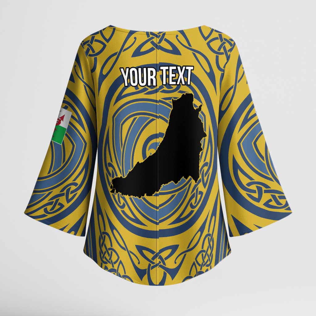 Personalized Cardiganshire Wales Kimono Sleeve Blouse Ceredigion Coat of Arms Celtic Design - Wonder Print Shop
