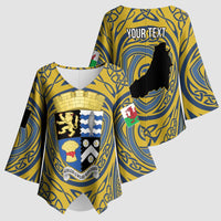 Personalized Cardiganshire Wales Kimono Sleeve Blouse Ceredigion Coat of Arms Celtic Design - Wonder Print Shop