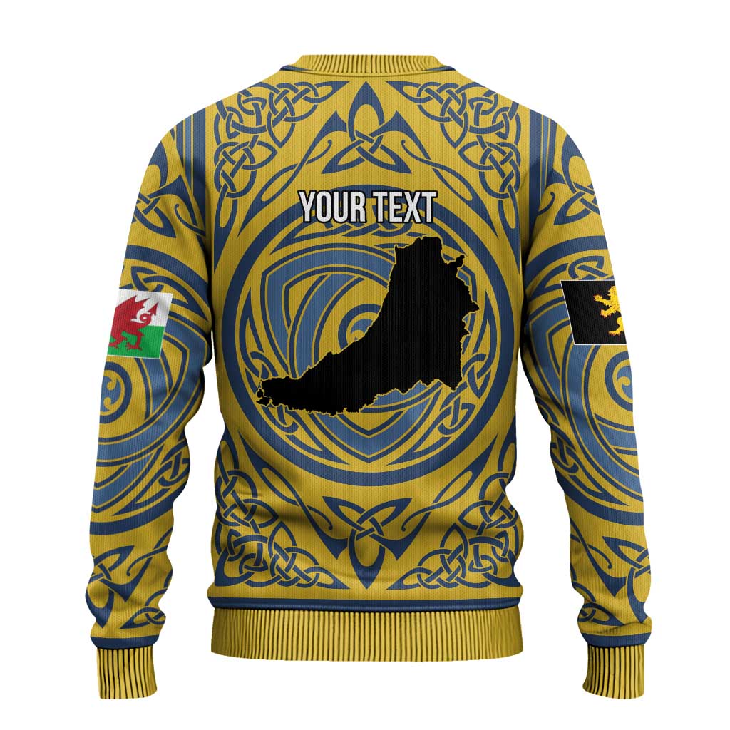 Personalized Cardiganshire Wales Ugly Christmas Sweater Ceredigion Coat of Arms Celtic Design - Wonder Print Shop