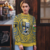 Personalized Cardiganshire Wales Ugly Christmas Sweater Ceredigion Coat of Arms Celtic Design - Wonder Print Shop