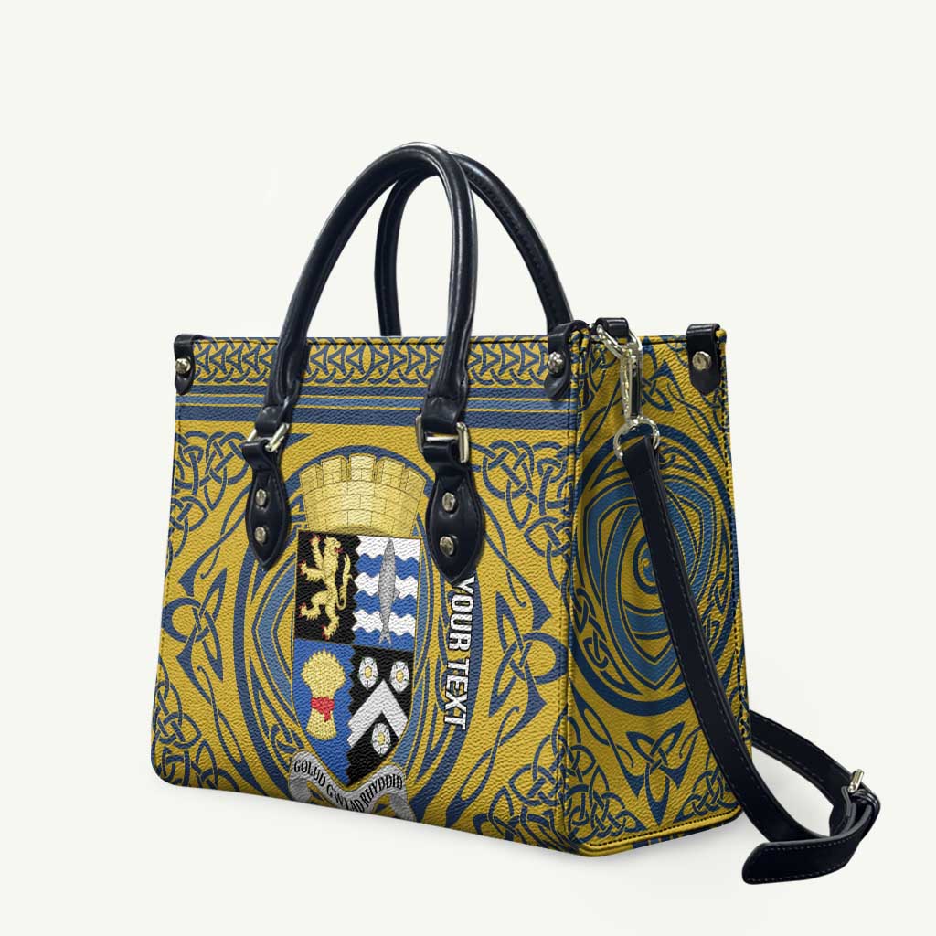 Personalized Cardiganshire Wales Leather Bag Ceredigion Coat of Arms Celtic Design - Wonder Print Shop