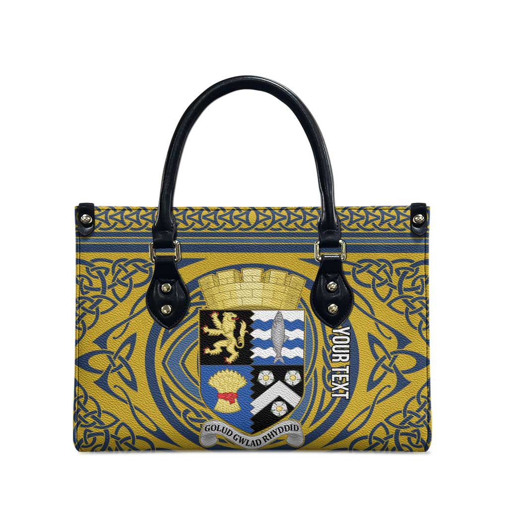 Personalized Cardiganshire Wales Leather Bag Ceredigion Coat of Arms Celtic Design - Wonder Print Shop