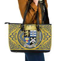 Personalized Cardiganshire Wales Leather Tote Bag Ceredigion Coat of Arms Celtic Design - Wonder Print Shop
