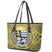 Personalized Cardiganshire Wales Leather Tote Bag Ceredigion Coat of Arms Celtic Design - Wonder Print Shop
