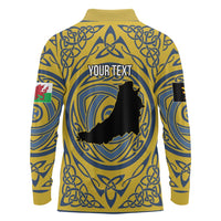Personalized Cardiganshire Wales Long Sleeve Polo Shirt Ceredigion Coat of Arms Celtic Design - Wonder Print Shop