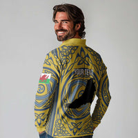 Personalized Cardiganshire Wales Long Sleeve Polo Shirt Ceredigion Coat of Arms Celtic Design - Wonder Print Shop