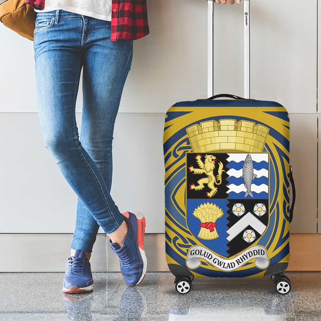 Personalized Cardiganshire Wales Luggage Cover Ceredigion Coat of Arms Celtic Design - Wonder Print Shop