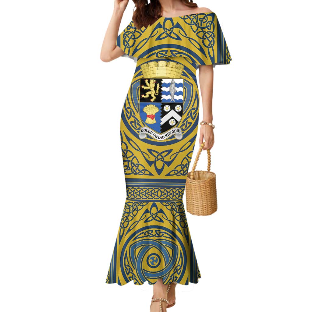 Personalized Cardiganshire Wales Mermaid Dress Ceredigion Coat of Arms Celtic Design - Wonder Print Shop