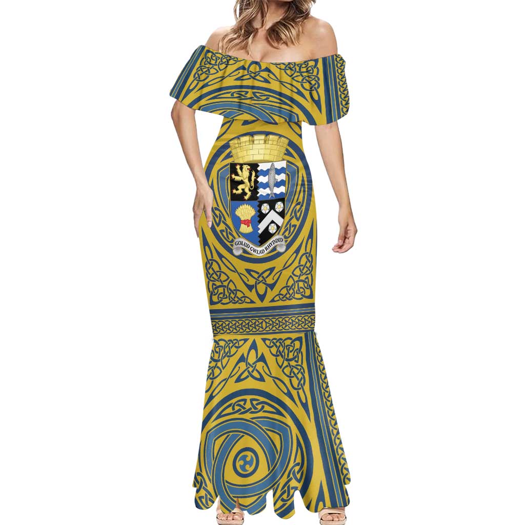 Personalized Cardiganshire Wales Mermaid Dress Ceredigion Coat of Arms Celtic Design - Wonder Print Shop